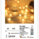 Pendente luminoso Natalizio 3 metri a forma di perline luminose 20 LED REFLEX luce calda alimentazione a batterie (non incluse) uso interno