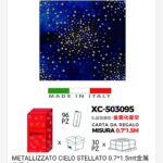 Rotolo carta da regalo natale metallizzato cielo stellato dimensioni 0,7x1,5 Metri