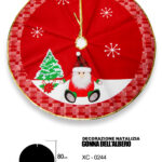 Decorazione natalizia gonna copri base per albero di natale materiale in tessuto design rosso con babbo natale dimensioni 80x80cm