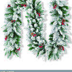 Ghirlanda Natalizia decorativa innevata con palline e pigne dimensione 270cm