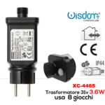 Spina Trasformatore da 3,6w per luci decorative con controller integrato per giochi luce e funzione memoria con grado di protezione IP44 adatto per uso interno/esterno