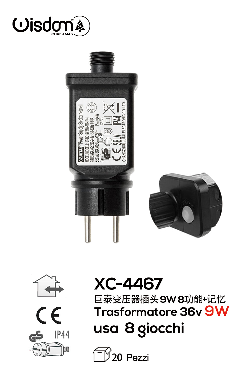 XC-4467 Spina trasformatore da 9w per luci decorative con controller integrato per giochi luce e funzione memoria grado di protezione IP44 adatto per uso interno/esterno - immagine 1