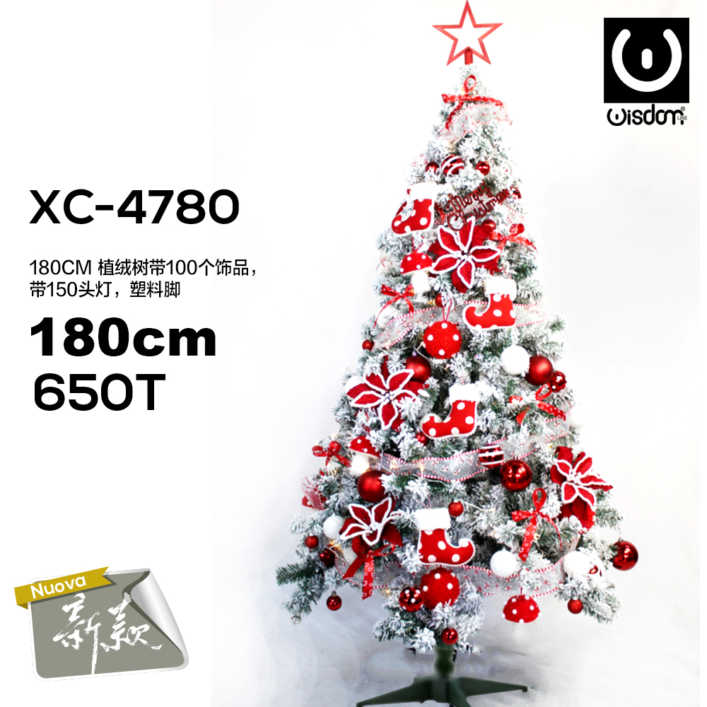 XC-4780 Albero di natale artificiale bianco innevato con decorazioni incluse altezza 1,80 metri - immagine 1