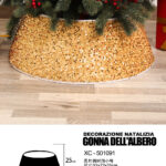 Decorazione natalizia gonna copri base per albero di natale in tessuto paillettes colore oro dimensioni 55x72x25cm