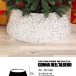 Decorazione natalizia gonna copri base per albero di natale in tessuto paillettes colore argento dimensioni 55x72x25cm