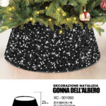 Decorazione natalizia gonna copri base per albero di natale in tessuto paillettes colore nero dimensioni 55x72x25cm