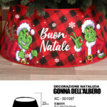 Decorazione natalizia gonna copri base per albero di natale design a forma grinch in tessuto morbido dimensioni 55x72x25cm