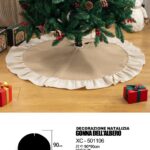 Decorazione natalizia gonna copri base per albero di natale materiale in tessuto color crema dimensioni 90x90cm