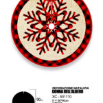 Decorazione natalizia gonna copri base per albero di natale materiale in tessuto design rosso con fiocco di neve dimensioni 90x90cm