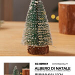 Piccolo albero artificiale da tavolo con base legno design a forma di pino dimensione 15cmH