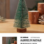 Piccolo albero artificiale da tavolo con base legno design a forma di pino dimensione 20cmH