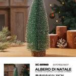 Piccolo albero artificiale da tavolo con base legno design a forma di pino dimensione 30cmH