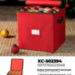 Borsa portaoggetti natalizia rossa in tessuto con 27 scomparti per palline da 8 cm dimensioni 30x30x30cm