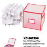 Borsa portaoggetti natalizia trasparente in tessuto con 27 scomparti per palline da 8 cm dimensioni 30x30x30cm