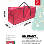 Borsa portaoggetti natalizia rossa in tessuto e manici rinforzati dimensioni 125x30x50cm