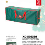 Borsa portaoggetti natalizia verde e rossa in tessuto e manici rinforzati dimensioni 125x30x50cm