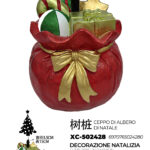 Base albero decorativa Natalizia a forma di regali e fiocco dorato in poliresina diametro 3,5 cm dimensioni 44x43cm