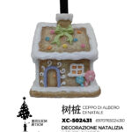 Base albero decorativa Natalizia a forma di casetta in poliresina diametro 3,5 cm dimensioni 32,7x45,8cm