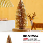 Alberello di Natale decorativo innevato con polvere d'oro da tavolo materiale pvc effetto legno dimensioni 40cmH