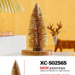 Alberello di Natale decorativo innevato con polvere d'oro da tavolo materiale pvc effetto legno dimensioni 30cmH