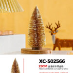 Alberello di Natale decorativo innevato con polvere d'oro da tavolo materiale pvc effetto legno dimensioni 25cmH