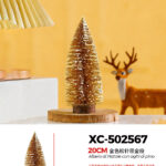 Alberello di Natale decorativo innevato con polvere d'oro da tavolo materiale pvc effetto legno dimensioni 20cmH