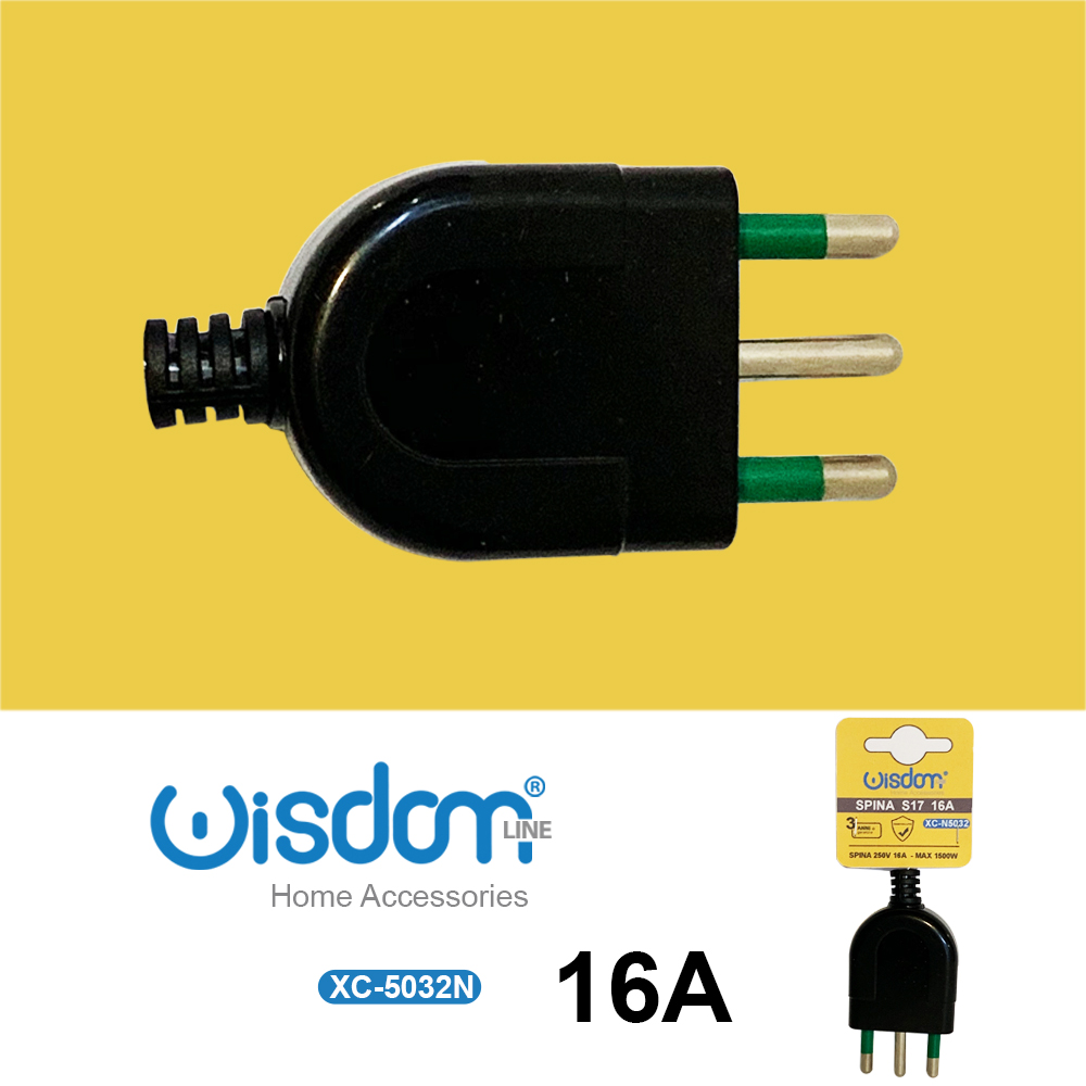 XC-5032N Spina elettrica colore nero Italiana a 3 poli compatibile con prese da 16A - immagine 1