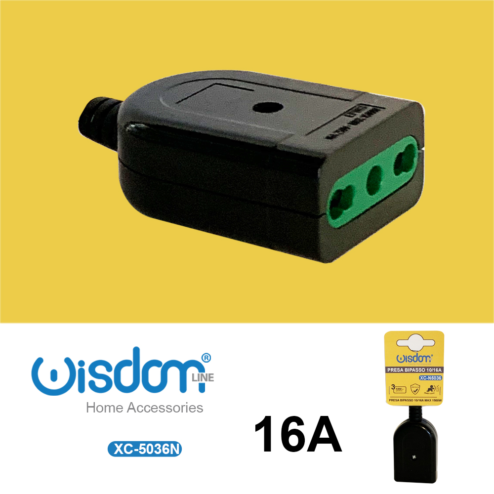 XC-5036N Presa bipasso volante adatto per spine Italiane piccole (10A) che grandi (16A) - immagine 1