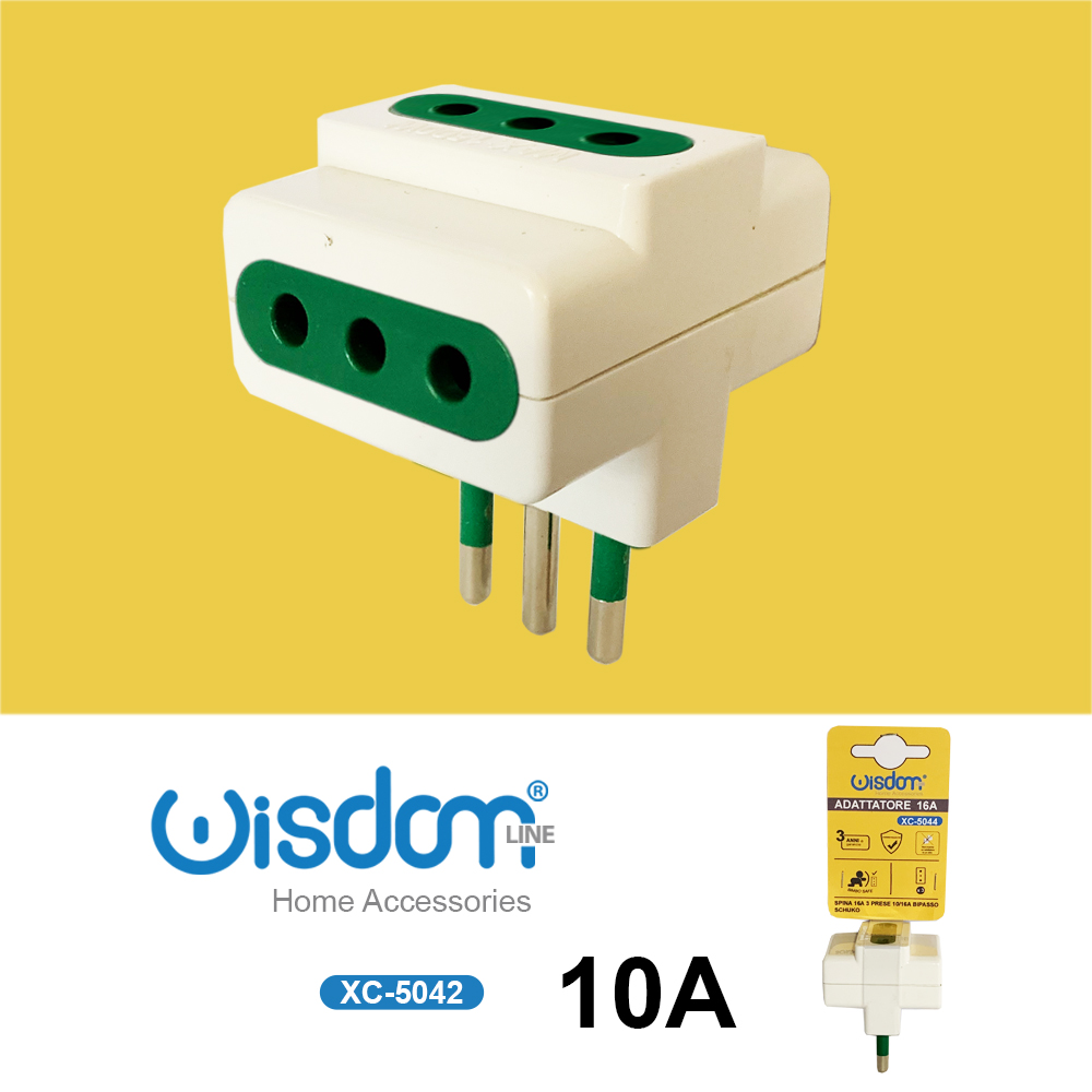 XC-5042 Adattatore elettrico multiplo colore bianco presa bipasso 10A - immagine 1