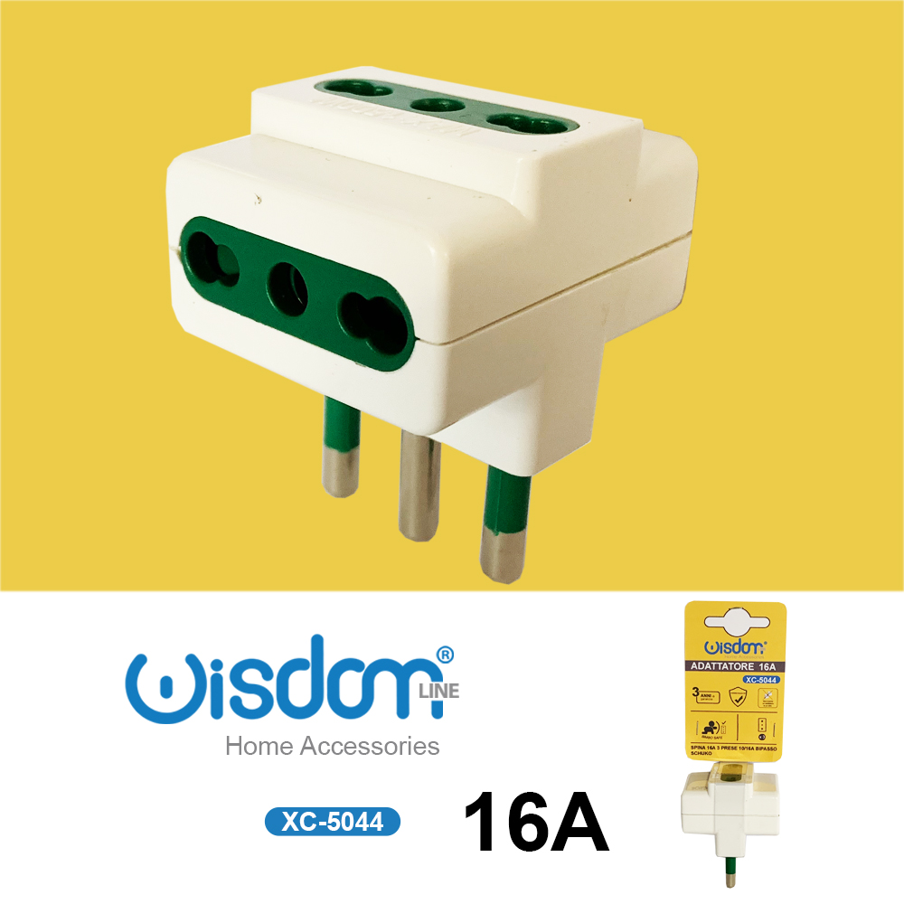 XC-5044 Adattatore elettrico multiplo colore bianco presa bipasso 16A - immagine 1