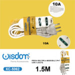 Ciabatta elettrica multipresa da 1,5 metri con 4 ingressi prese standard bipasso