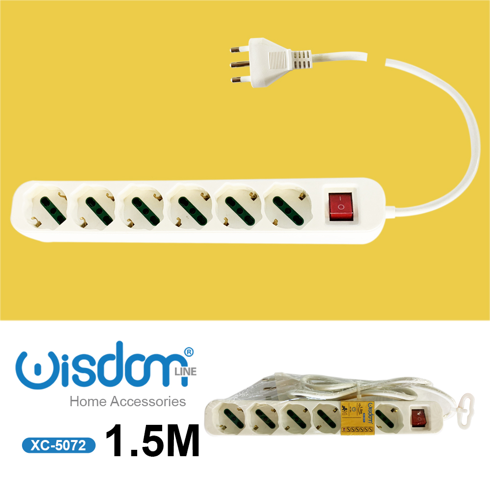 XC-5072 Multipresa elettrica lunghezza cavo 1,5 metri con 6 prese da 10/16A e interruttore luminoso - immagine 1