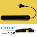 Presa elettrica nera multipresa con 6 uscite lunghezza cavo 1,5 metri