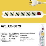 Ciabatta presa bipasso a sei posizioni cavo da 1,5 metri potenza max 2500w con prese uscite da 10 e 16A