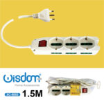 Multipresa ciabatta elettrica lunghezza cavo 1,5 metri presenta 3 prese bipasso/schuko con interruttore luminoso