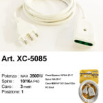 Prolunga elettrica bipasso bianca cavo da 3 metri potenza massima 3500W