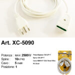 Prolunga elettrica bipasso bianca cavo da 5 metri potenza massima 2500W