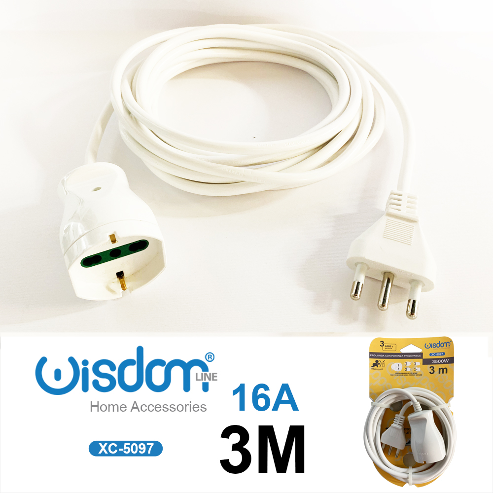 XC-5097 Prolunga elettrica a spirale bianca cavo snodabile da 3 metri - immagine 1