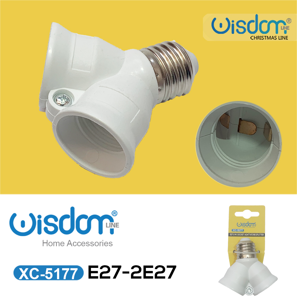 XC-5177 Adattatore portalampada con sdoppiatore in 2 attacchi E27 - immagine 1