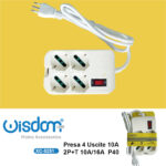 Multipresa elettrica con 4 prese universali lunghezza cavo 1,5 metri