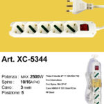 Ciabatta presa bipasso a cinque posizioni cavo da 3 metri potenza max 2500w con prese uscite da 10 e 16A