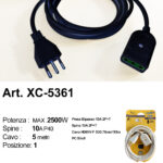 Prolunga elettrica colore nero da 5 metri con potenza massima di 2500W