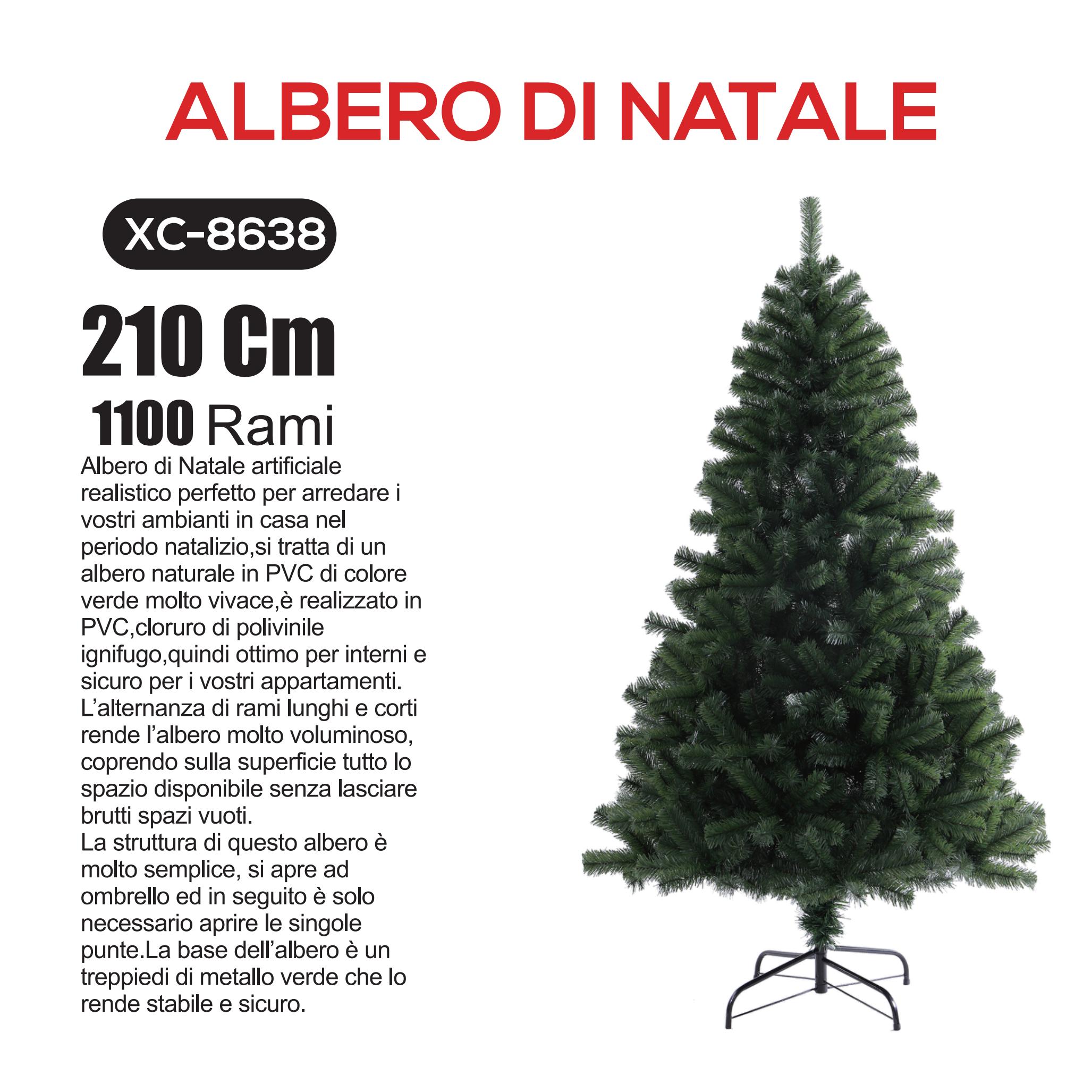 XC-8638 Albero di natale artificiale altezza 2,1 metri con 1100 rami - immagine 1