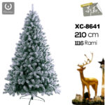 Albero di natale artificiale innevato altezza 2,1 metri con 1116 rami