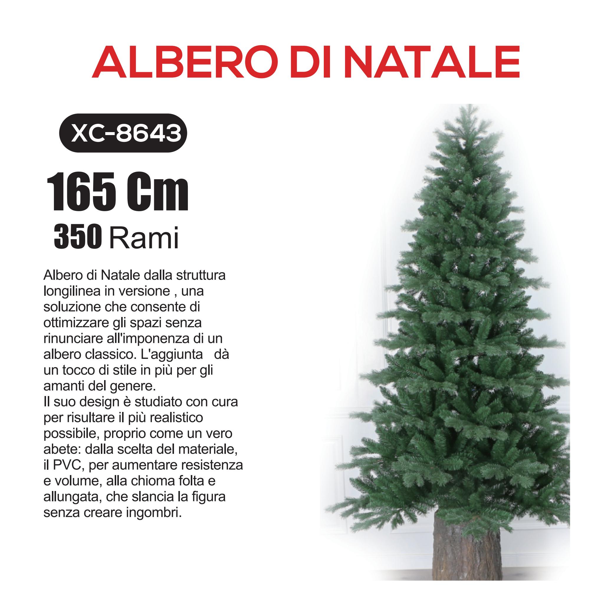 XC-8643 Albero di natale artificiale altezza 1,65 metri con 350 rami - immagine 1