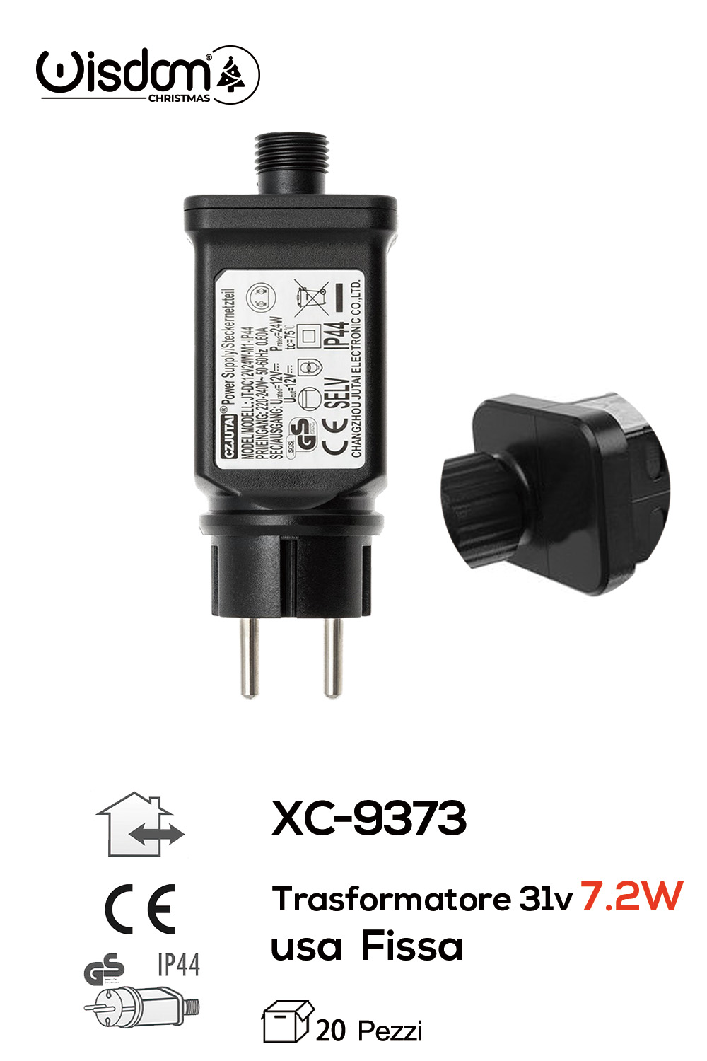 XC-9373 Spina trasformatore da 7,2 w per luci decorative ad uso fisso con grado di protezione IP44 adatto per uso interno/esterno - immagine 1