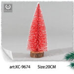 Piccolo albero artificiale da tavolo con base legno design a forma di pino colore rosa dimensione 20cmH