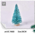 Piccolo albero artificiale da tavolo con base legno design a forma di pino colore blu dimensione 30cmH