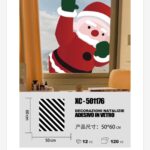 Adesivi natalizi con babbo natale che saluta in pvc per finestre e decorazioni dimensioni 60x50cm