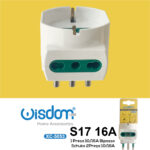 Adattatore elettrico triplo colore bianco con prese Italiane e schuko da 16A